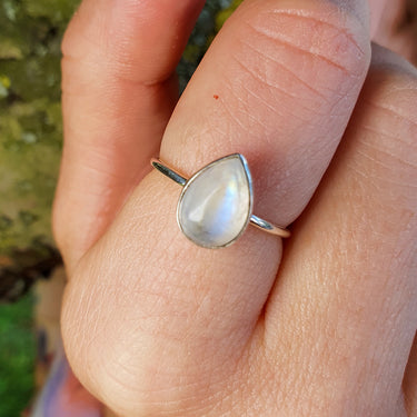 teardrop moonstone ring sterling silver adjustable ring boho